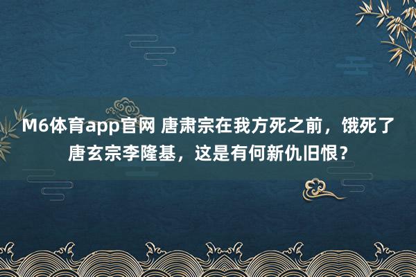 M6体育app官网 唐肃宗在我方死之前，饿死了唐玄宗李隆基，这是有何新仇旧恨？