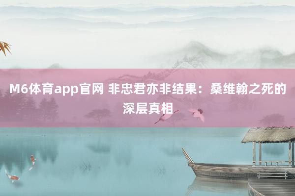 M6体育app官网 非忠君亦非结果：桑维翰之死的深层真相