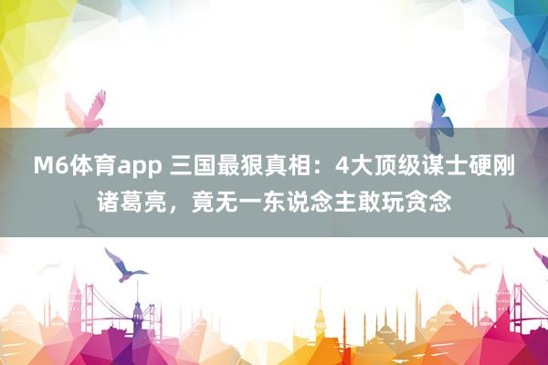 M6体育app 三国最狠真相：4大顶级谋士硬刚诸葛亮，竟无一东说念主敢玩贪念