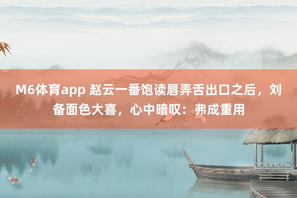 M6体育app 赵云一番饱读唇弄舌出口之后，刘备面色大喜，心中暗叹：弗成重用