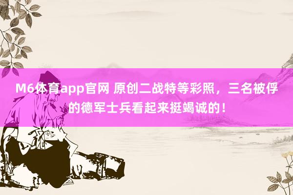 M6体育app官网 原创二战特等彩照，三名被俘的德军士兵看起来挺竭诚的！