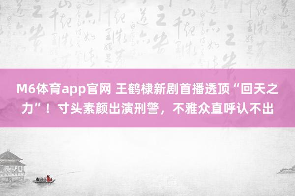 M6体育app官网 王鹤棣新剧首播透顶“回天之力”！寸头素颜出演刑警，不雅众直呼认不出