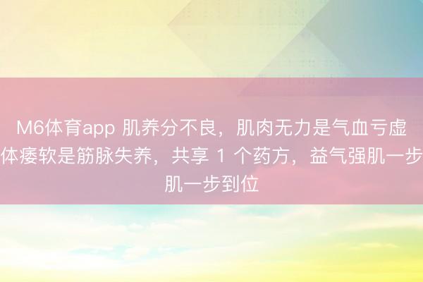M6体育app 肌养分不良，肌肉无力是气血亏虚，肢体痿软是筋脉失养，共享 1 个药方，益气强肌一步到位