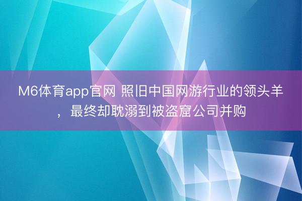 M6体育app官网 照旧中国网游行业的领头羊，最终却耽溺到被盗窟公司并购