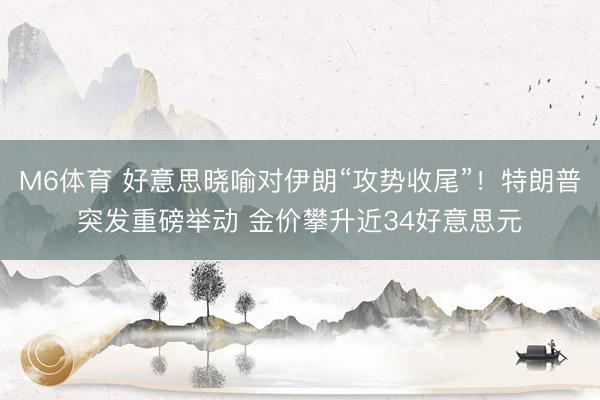 M6体育 好意思晓喻对伊朗“攻势收尾”！特朗普突发重磅举动 金价攀升近34好意思元