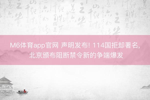 M6体育app官网 声明发布! 114国拒却署名, 北京颁布阻断禁令新的争端爆发